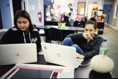 Two Rio Valley students working at the Lodi resource center